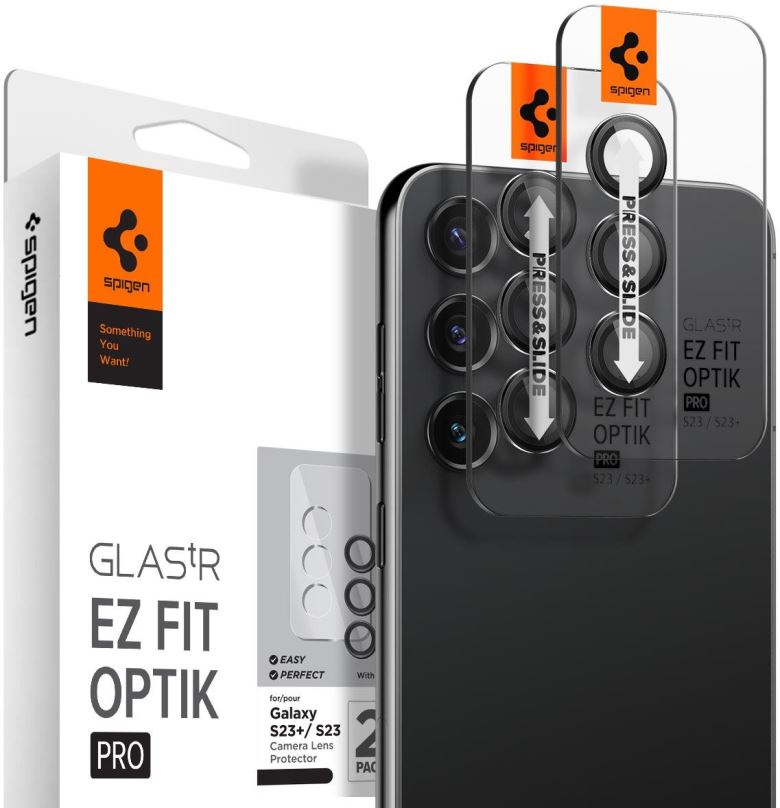 Ochranné sklo na objektiv Spigen Glass EZ Fit Optik Pro 2 Pack, black - Samsung Galaxy S23/Galaxy S23+/Galaxy S24