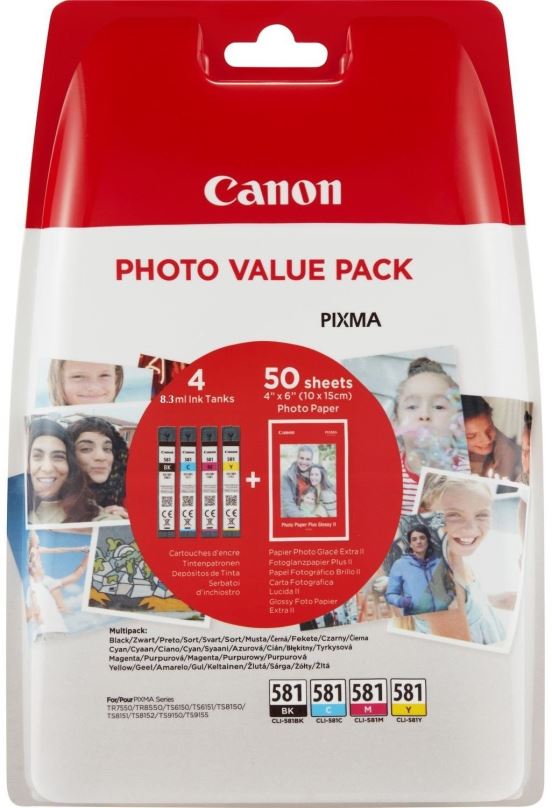 Cartridge Canon CLI-581 XL Multipack + fotopapír PP-201
