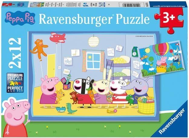 Puzzle Ravensburger puzzle 055746 Prasátko Peppa: Peppino dobrodružství 2x12 dílků