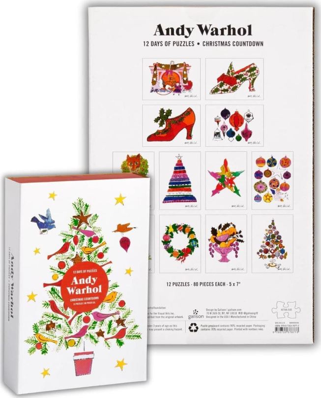 Adventní kalendář GALISON Puzzle Adventní kalendář Andy Warhol: 12 dní do Vánoc 12 x 80 dílků