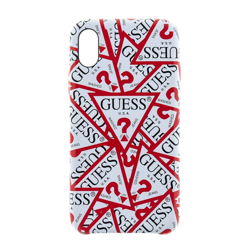 Kryt na mobilní telefon Guess Triangle Hard Case pro iPhone X/XS, White and Red