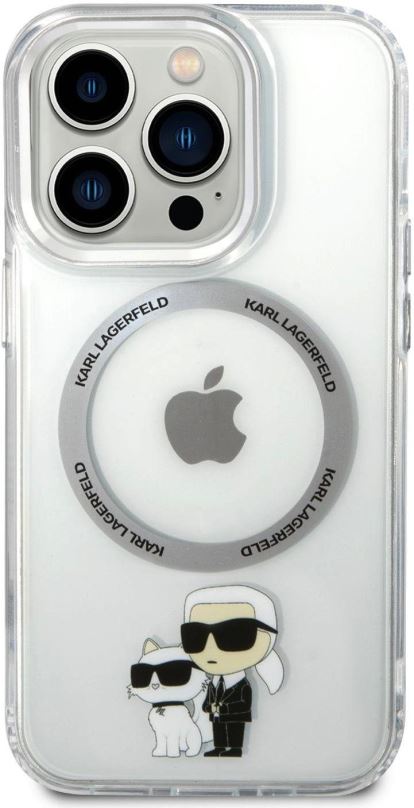Kryt na mobil Karl Lagerfeld IML Karl and Choupette NFT MagSafe Zadní Kryt pro iPhone 15 Pro Transparent