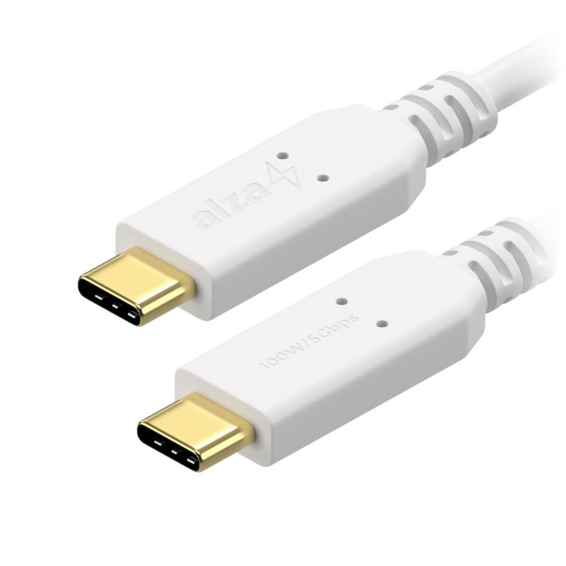 Datový kabel AlzaPower Core USB-C / USB-C 3.2 Gen 1, 5A, 100W, 1m bílý