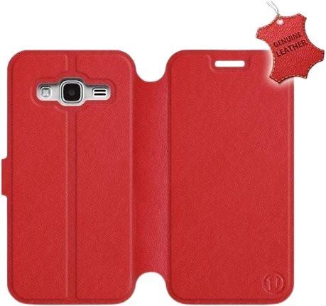 Kryt na mobil Flip pouzdro na mobil Samsung Galaxy J3 2016 - Červené - kožené -   Red Leather