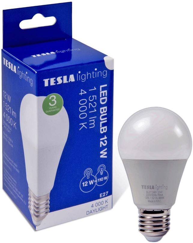 LED žárovka TESLA LED BULB, E27, 12W, 1521lm, 4000K denní bílá