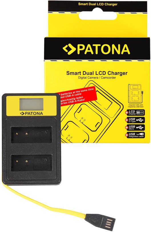 Nabíječka baterií fotoaparátů a videokamer PATONA pro Dual Panasonic DMW-BLG10 s LCD,USB