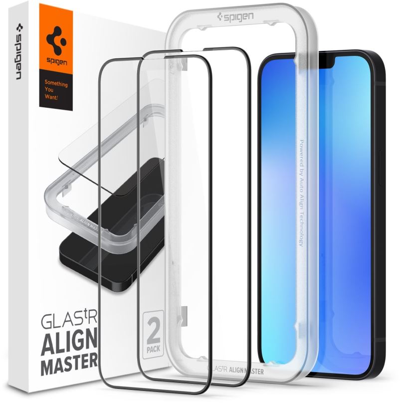 Ochranné sklo Spigen tR Align Master 2 Pack FC Black iPhone 14/13 Pro/13
