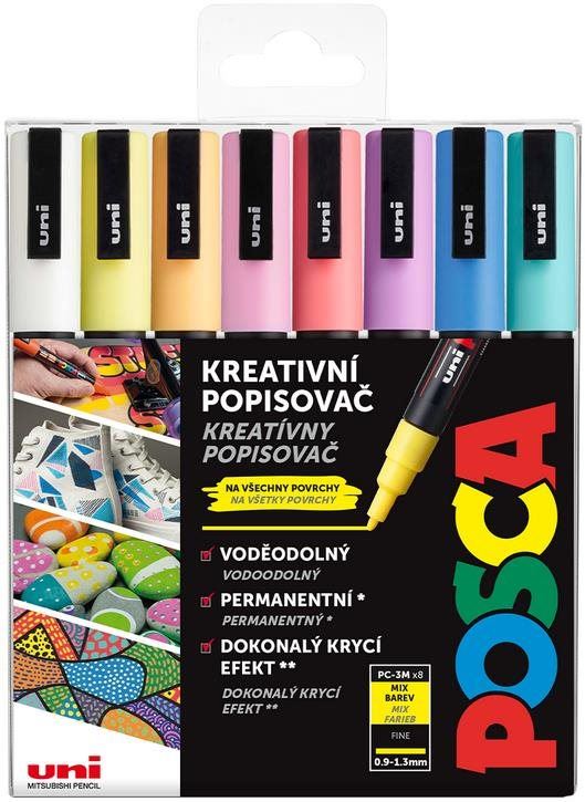 POSCA akrylový popisovač PC-3M 8 ks - mix pastelových barev