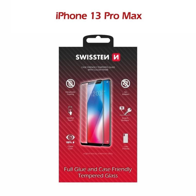 Ochranné sklo Swissten Case Friendly pro Apple iPhone 13 Pro Max černé