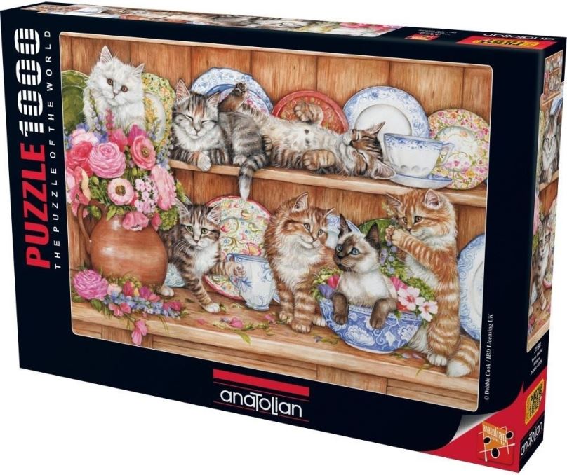 Puzzle Anatolian Puzzle Koťata v polici 1000 dílků