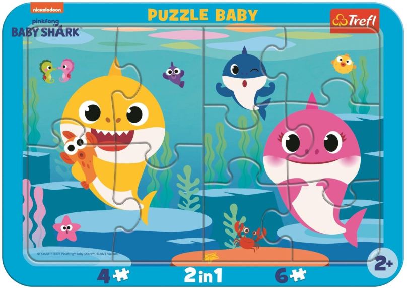 TREFL Baby puzzle Baby Shark: Šťastní žraloci 2v1, 10 dílků