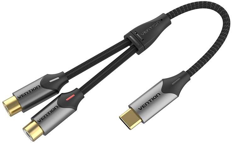 Audio kabel Vention USB-C Male to 2-Female RCA Cable 1m Gray Aluminum Alloy Type