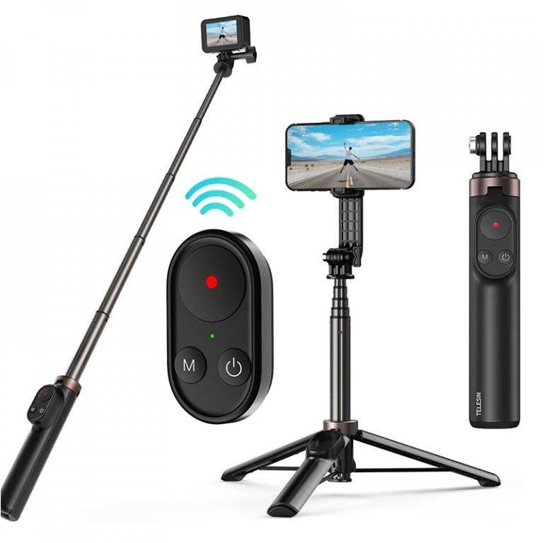 Selfie tyč TELESIN Selfie tyč se stojanem pro GoPro 10/9/8/Max nebo mobilní telefon