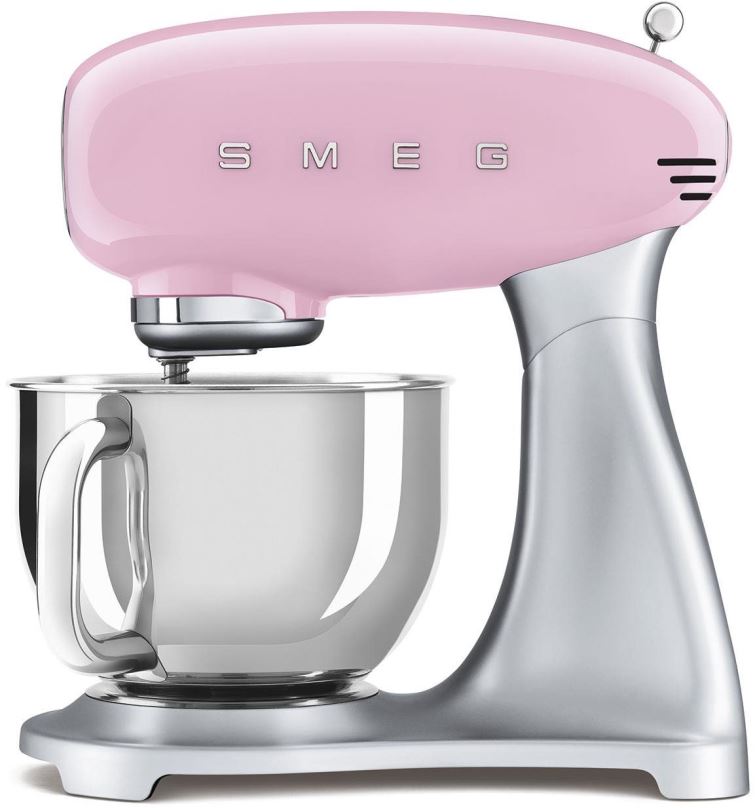 Kuchyňský robot SMEG 50's Retro Style 4,8 l růžový, s nerezovým podstavcem