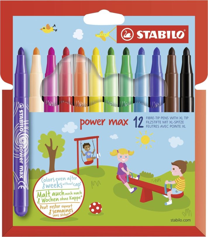 Fixy STABILO power max - 12 ks sada - 12 různých barev