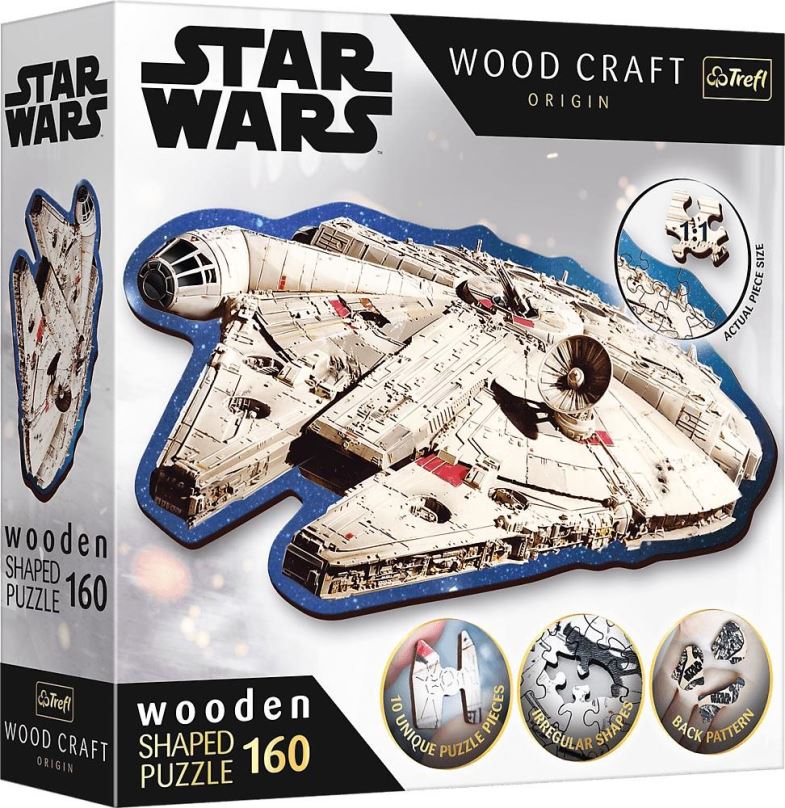 Dřevěné puzzle Trefl Wood Craft Origin puzzle Star Wars: Millennium Falcon 160 dílků