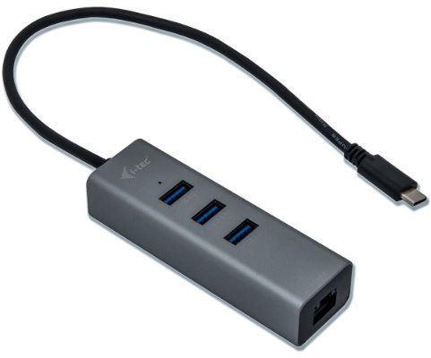 Replikátor portů i-tec USB-C Metal 3-portový HUB s GLAN