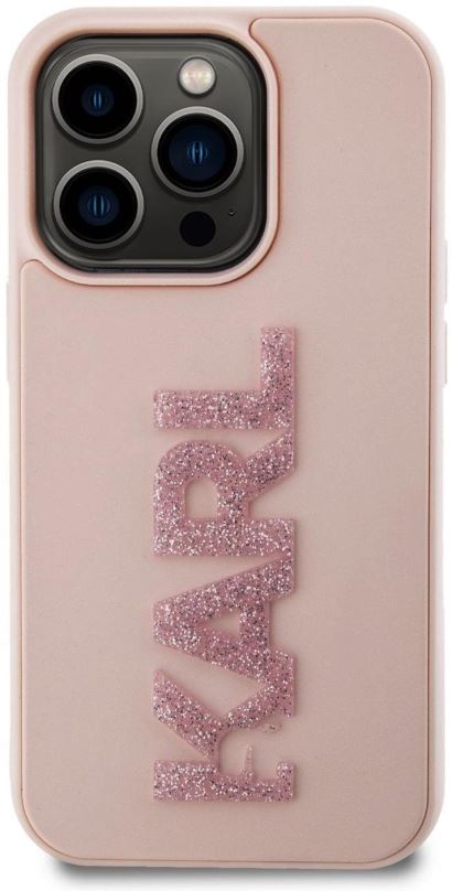 Kryt na mobil Karl Lagerfeld 3D Rubber Glitter Logo Karl Zadní Kryt pro iPhone 15 Pro Pink
