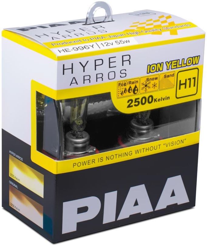 Autožárovka PIAA Hyper Arros Ion Yellow 2500KK H11 - teplé žluté světlo 2500K pro použití v extrémních podmínkác