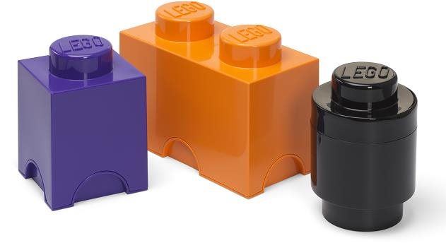 Úložný box LEGO úložné boxy Multi-Pack 3 ks - fialová, černá, oranžová