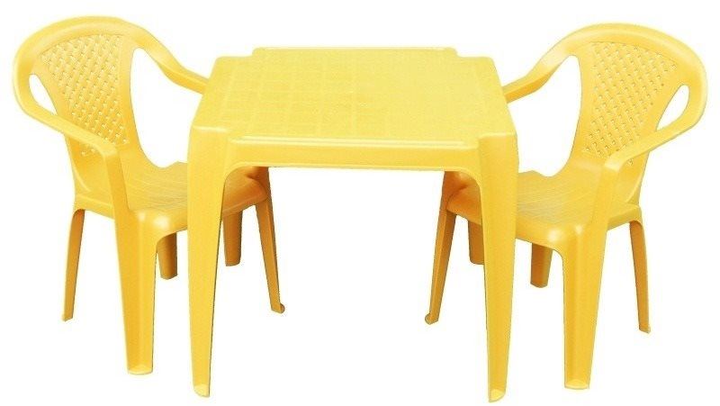 Dětský nábytek IPAE - sada žlutá 2 židličky a stoleček