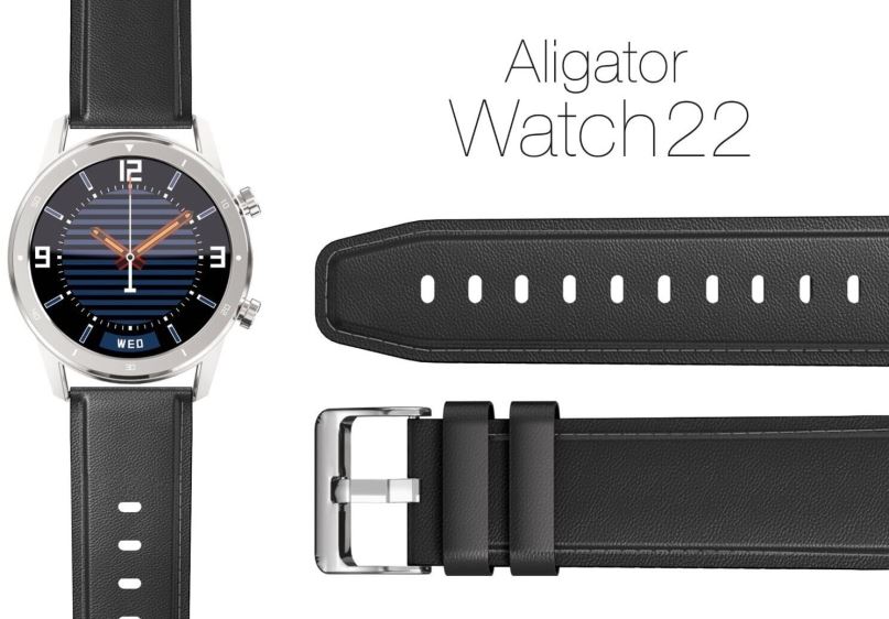 Řemínek Aligator Watch 22 mm kožený řemínek černý