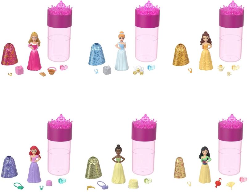 Panenka Disney Princess Color Reveal - královská malá panenka na večírku 1ks