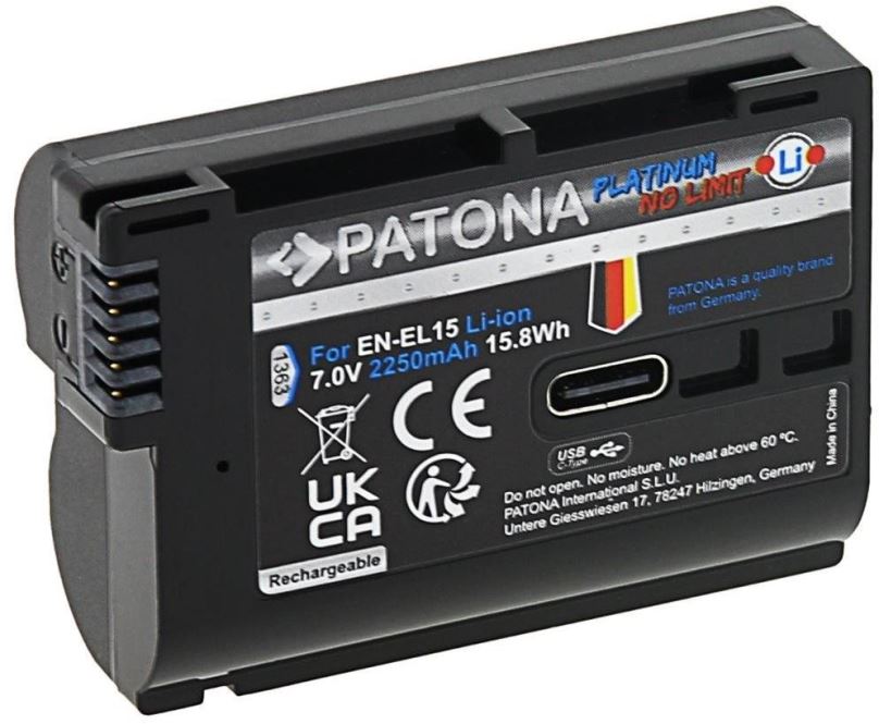Baterie pro fotoaparát PATONA baterie pro Nikon EN-EL15C 2400mAh Li-Ion Platinum USB-C nabíjení
