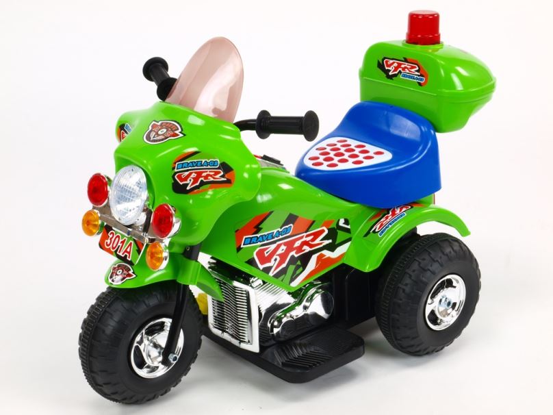 Elektrická motorka pro děti Bravea02 policie, zelená