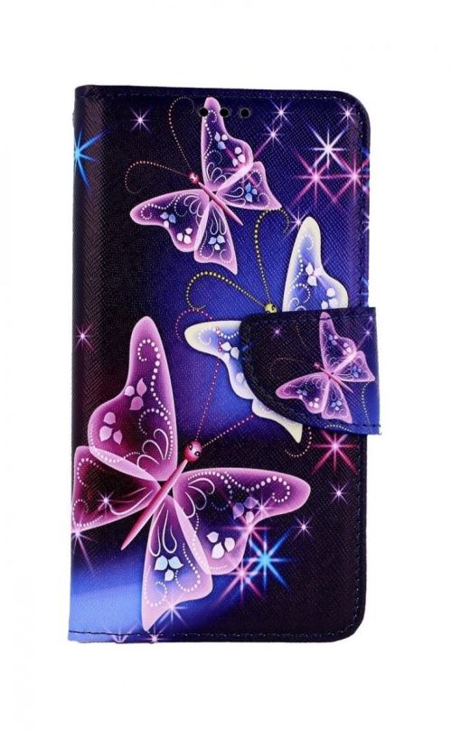 Pouzdro na mobil TopQ iPhone 11 knížkové Modré s motýlky 49776