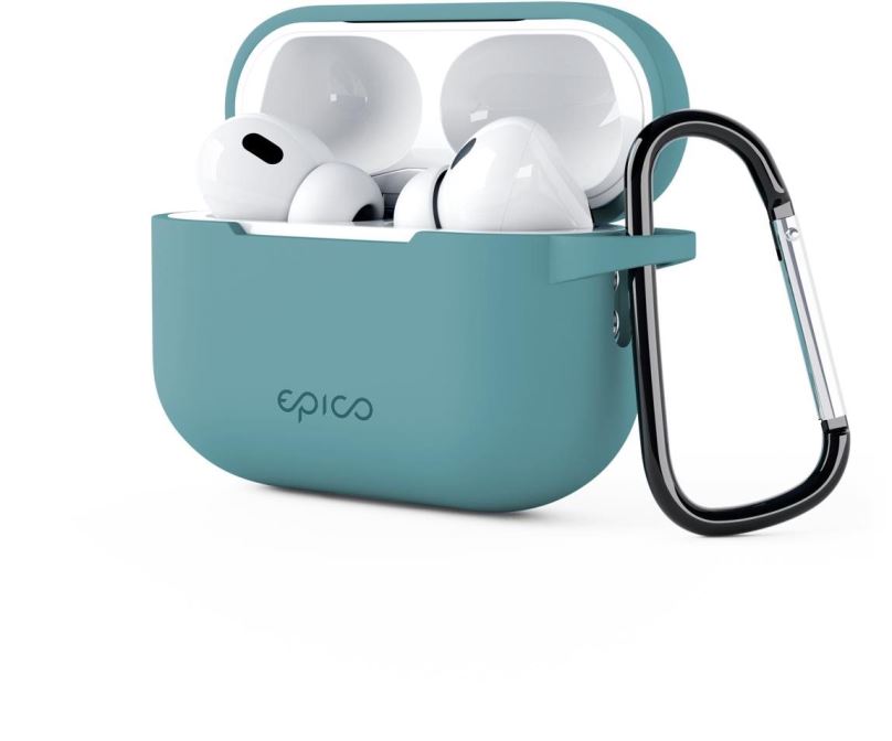 Pouzdro na sluchátka Epico silikonové pouzdro pro Airpods Pro 2 s karabinou - zelené