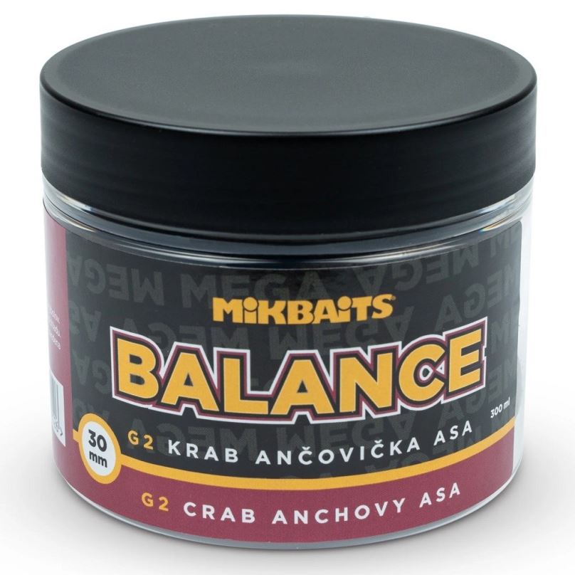 Mikbaits Boilies Mega Balance G2 Krab Ančovička Asa 300ml 30mm