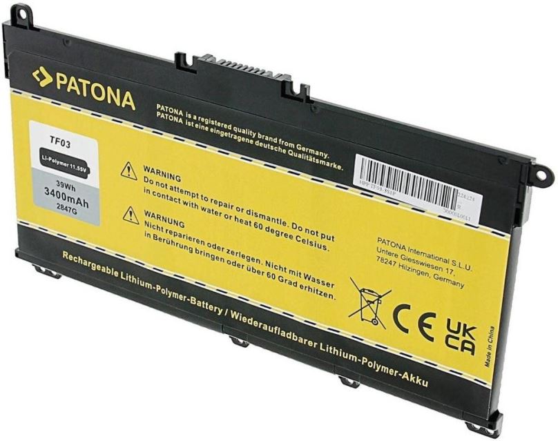 Baterie do notebooku Patona pro HP Pavilion 14-BK/15-CC 3400mAh Li-Pol 11,55V TF03XL