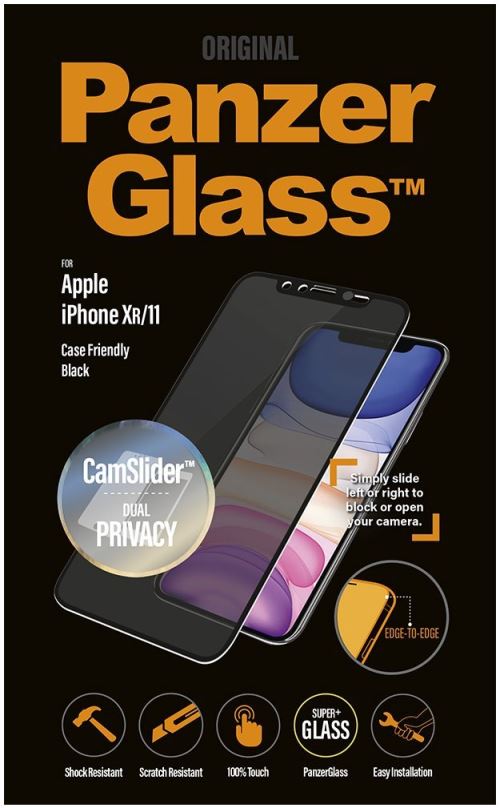 Ochranné sklo PanzerGlass Edge-to-Edge Privacy pro Apple iPhone XR/11 černé s CamSlider