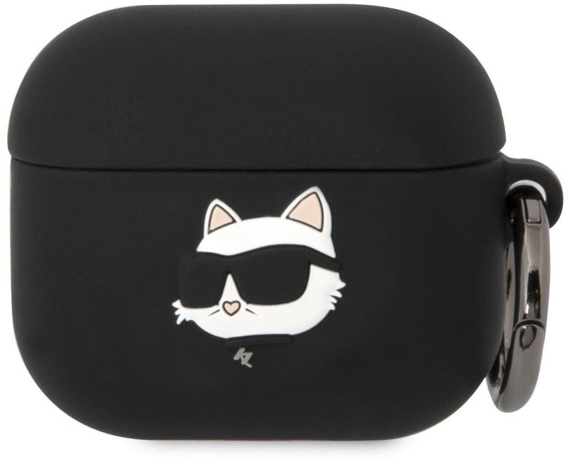 Pouzdro na sluchátka Karl Lagerfeld 3D Logo NFT Choupette Head Silikonové Pouzdro pro Airpods 3 Black