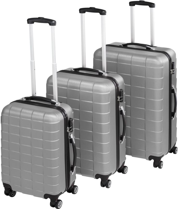 Sada kufrů 3 Cestovní kufry na kolečkách stříbrné