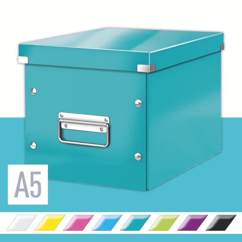 Archivační krabice LEITZ WOW Click & Store A5 26 x 24 x 26 cm, ledově modrá