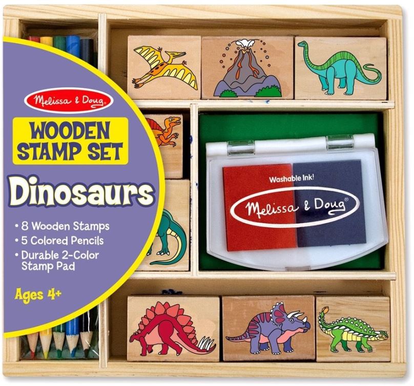 Razítka pro děti Dřevěná razítka v krabičce Dino