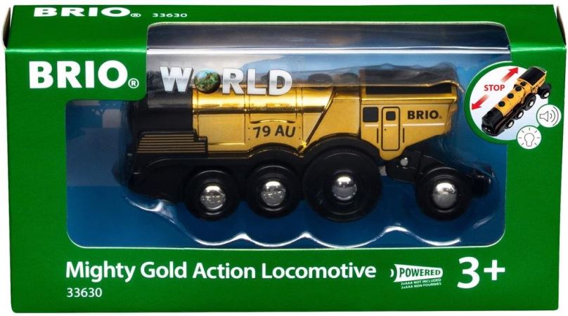 Vláček Brio World 33630 Mohutná zlatá akční lokomotiva na baterie