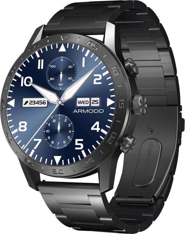 Chytré hodinky ARMODD Silentwatch 4 Pro černá s kovovým řemínkem + silikonový řemínek