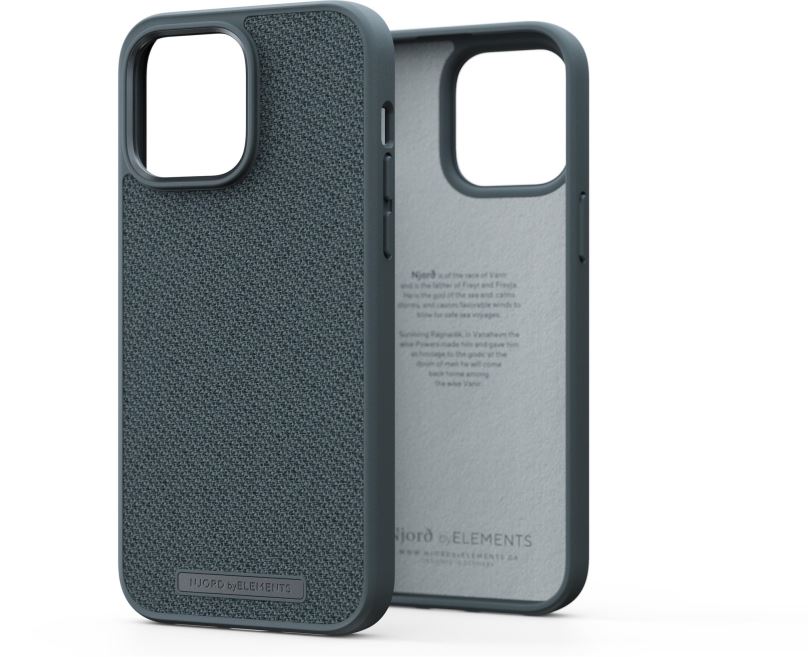 Kryt na mobil Njord iPhone 14 Pro Max Woven Fabric Case Dark Grey