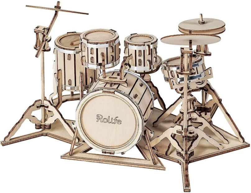 3D puzzle Robotime Rolife 3D dřevěné puzzle Souprava bicích nástrojů 246 dílků