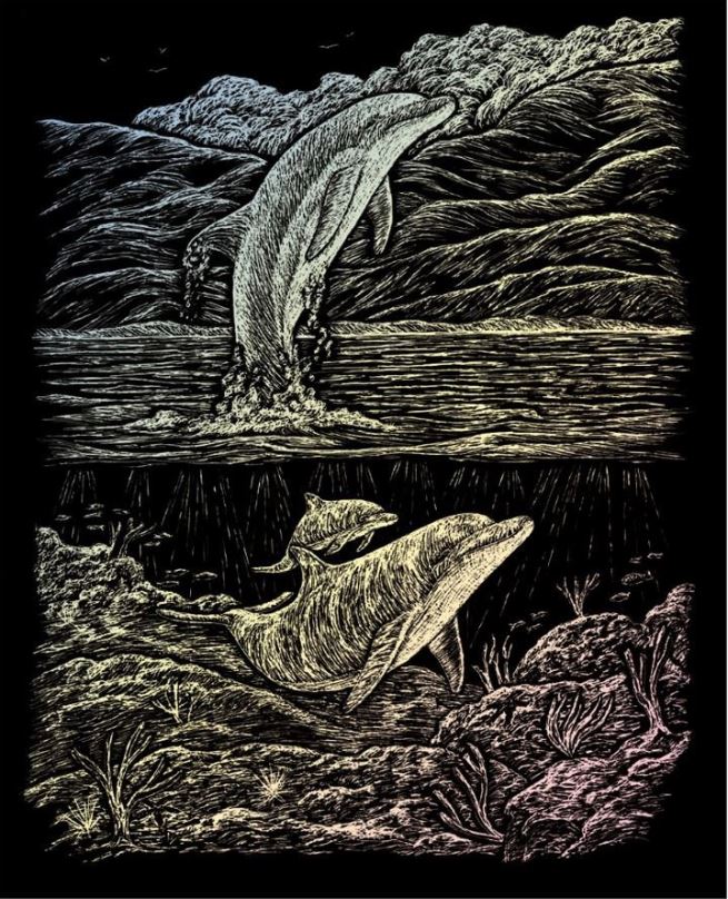 ROYAL & LANGNICKEL Holografický škrabací obrázek Zátoka delfínů