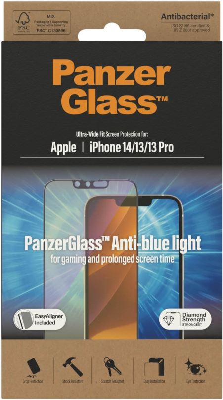 Ochranné sklo PanzerGlass Apple iPhone 14/13/13 Pro s Anti-BlueLight vrstvou a instalačním rámečkem