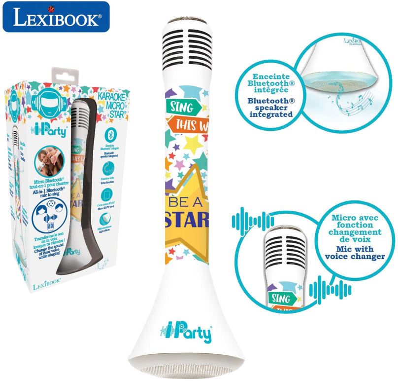 Dětský mikrofon Lexibook Bezdrátový karaoke mikrofon iParty s vestavěným reproduktorem a světelnými efekty