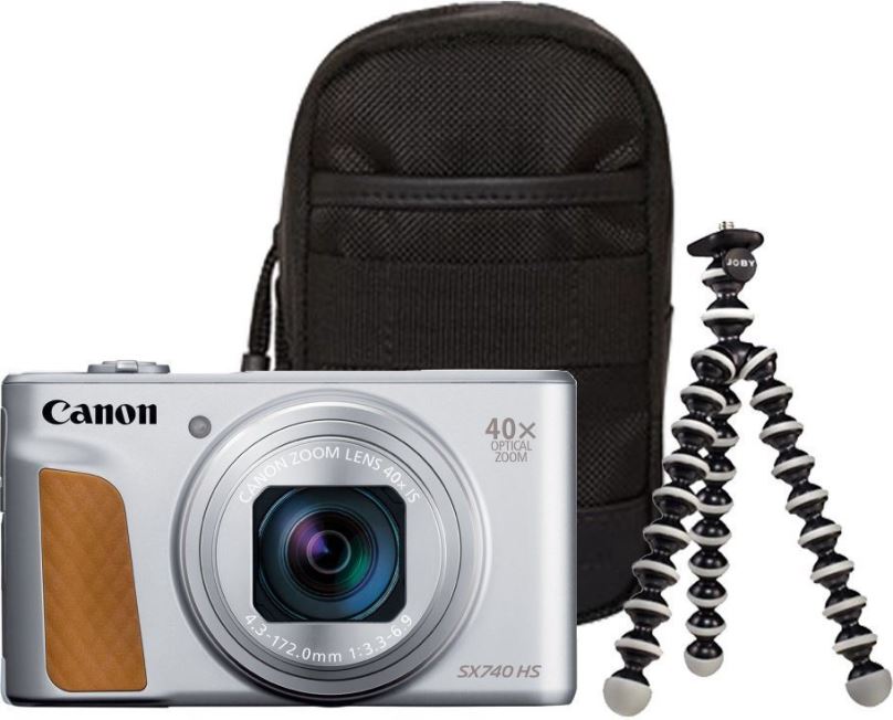Digitální fotoaparát Canon PowerShot SX740 HS stříbrný Travel kit