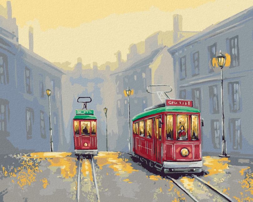 Malování podle čísel Staré tramvaje, 40x50 cm, bez rámu a bez vypnutí plátna