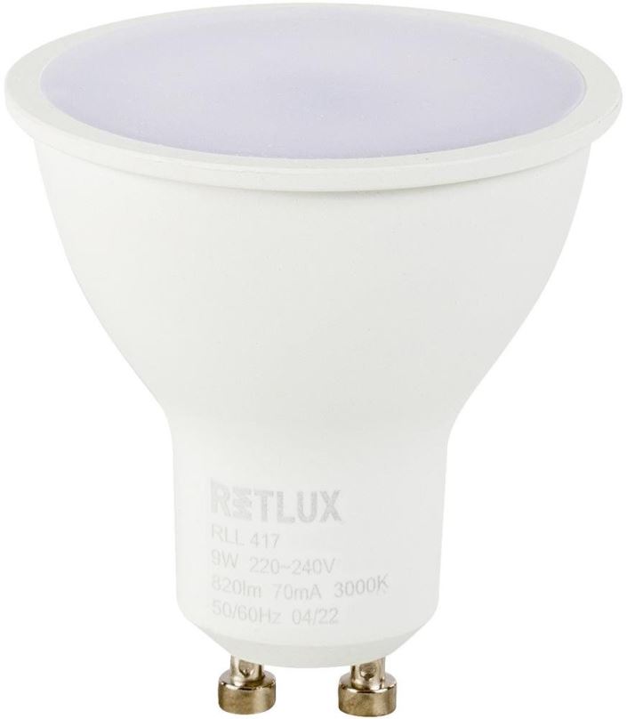 LED žárovka RETLUX RLL 417 GU10 bulb 9W WW