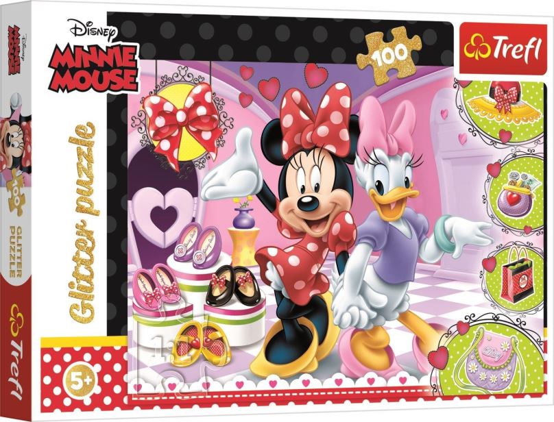 Puzzle Trefl Třpytivé puzzle Minnie a Daisy 100 dílků