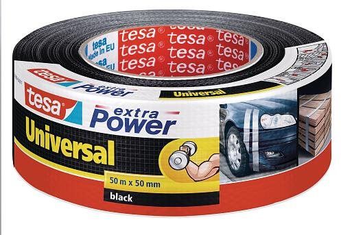 Lepicí páska tesa Extra Power Universal, textilní, černá, 50m:50mm